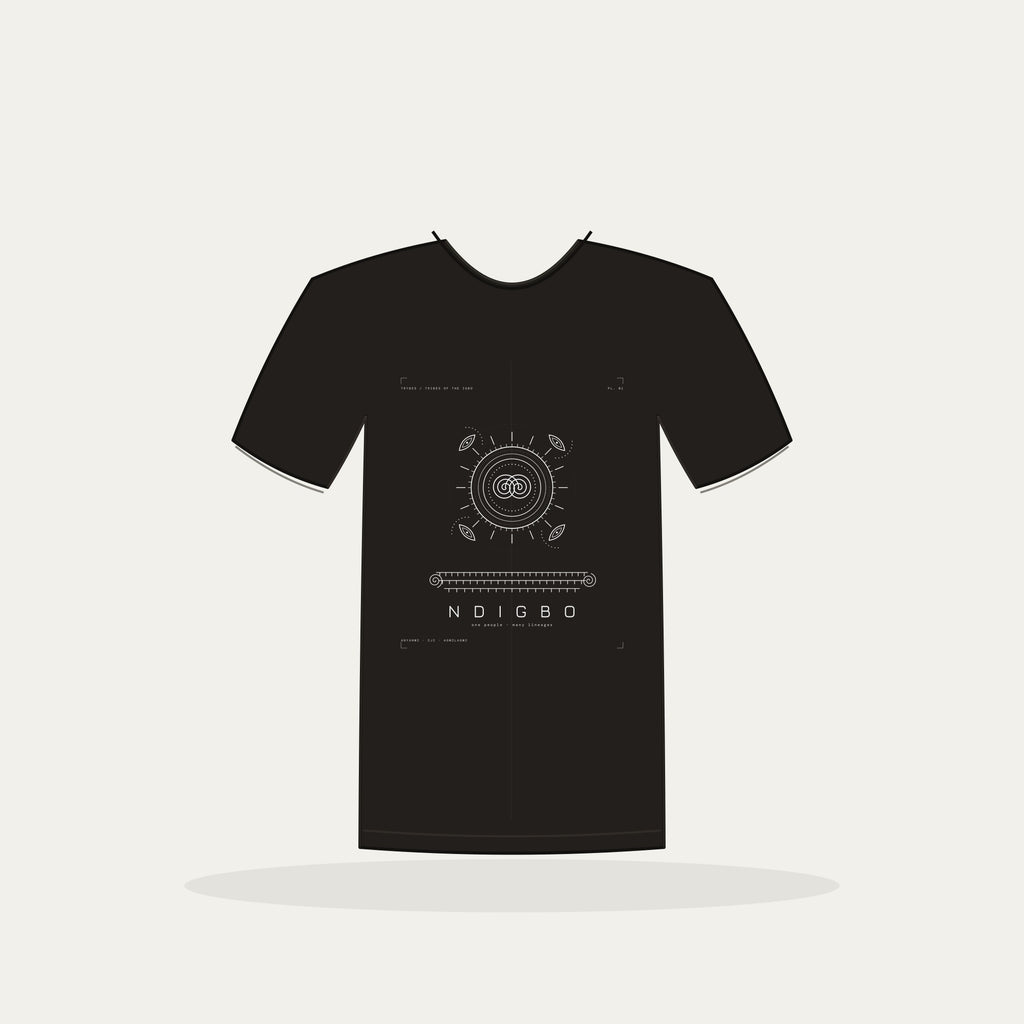Ndigbo Tee · Plate I · The Anchor Plate · One People, Many Lineages · Pre-Order (Ships ASAP) — tee mockup | 01-ndigbo-bw-black-tee.jpg