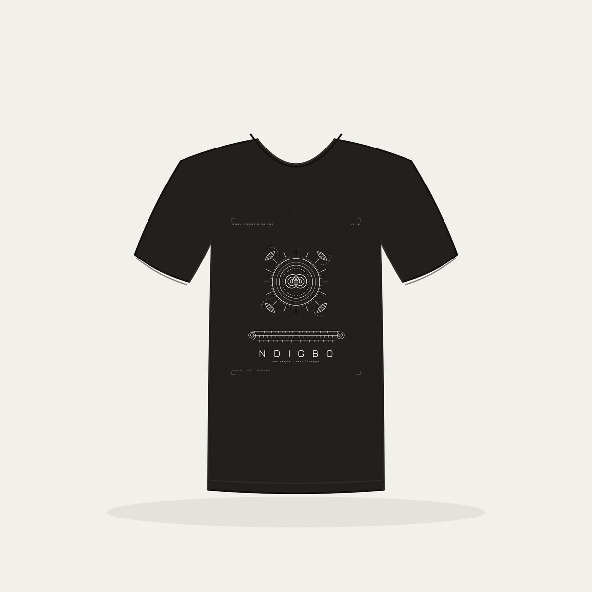 Ndigbo Tee · Plate I · The Anchor Plate · One People, Many Lineages · Pre-Order (Ships ASAP) — tee mockup | 01-ndigbo-bw-black-tee.jpg