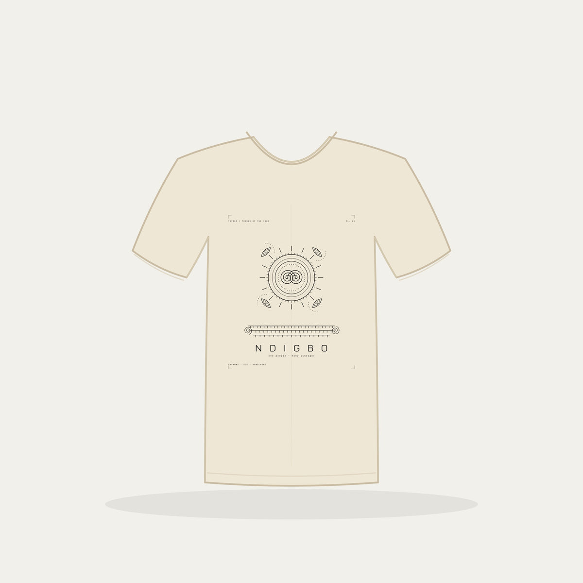 Ndigbo Tee · Plate I · The Anchor Plate · One People, Many Lineages · Pre-Order (Ships ASAP) — tee mockup | 01-ndigbo-bw-cream-tee.jpg