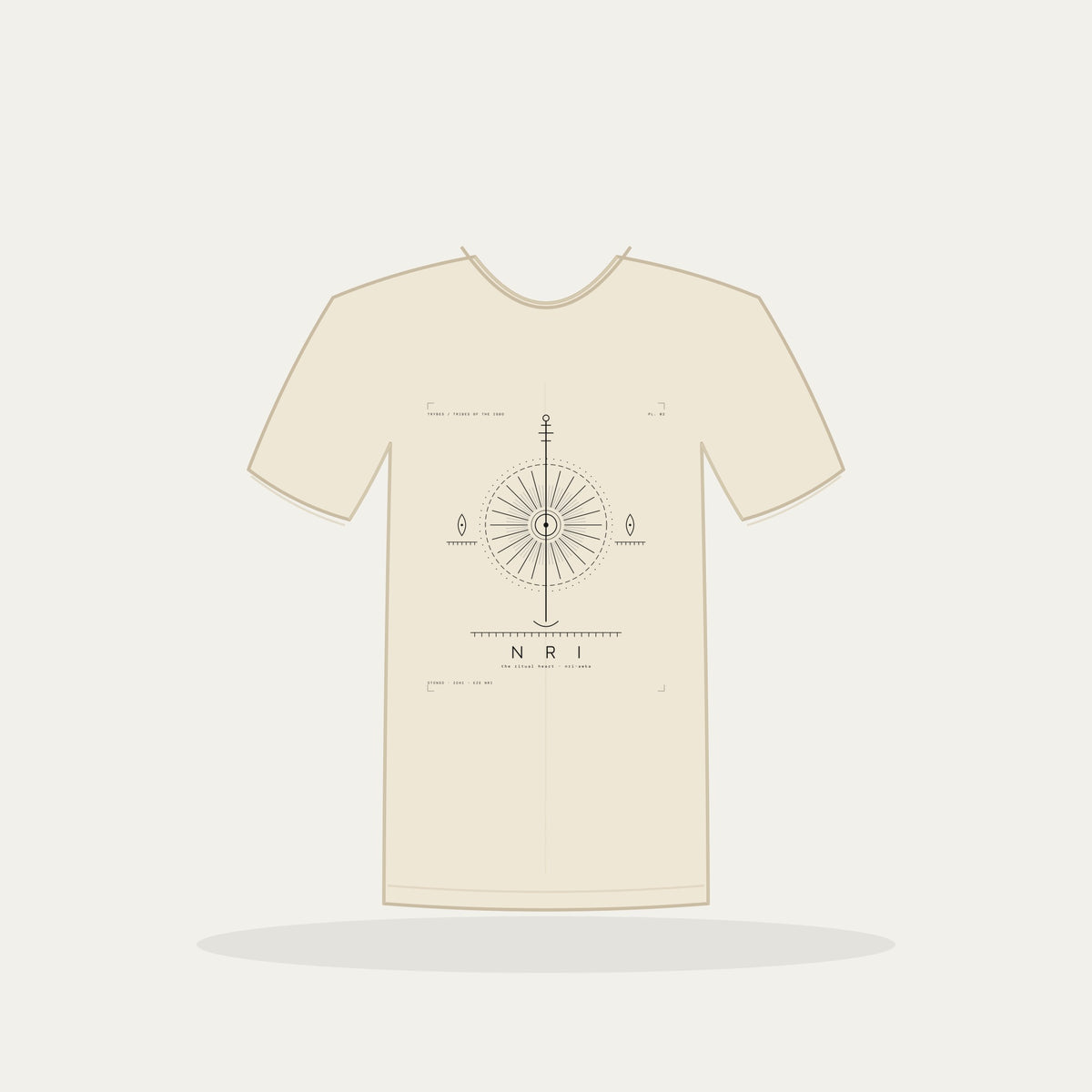 Nri Tee · Plate II · The Ritual Heart of the Igbo · Pre-Order (Ships ASAP) — tee mockup | 02-nri-bw-cream-tee.jpg