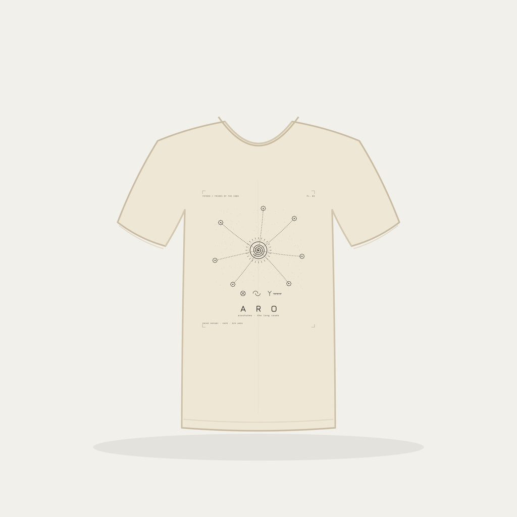 Aro Tee · Plate III · Arochukwu · The Long Roads · Pre-Order (Ships ASAP) — tee mockup | 03-aro-bw-cream-tee.jpg