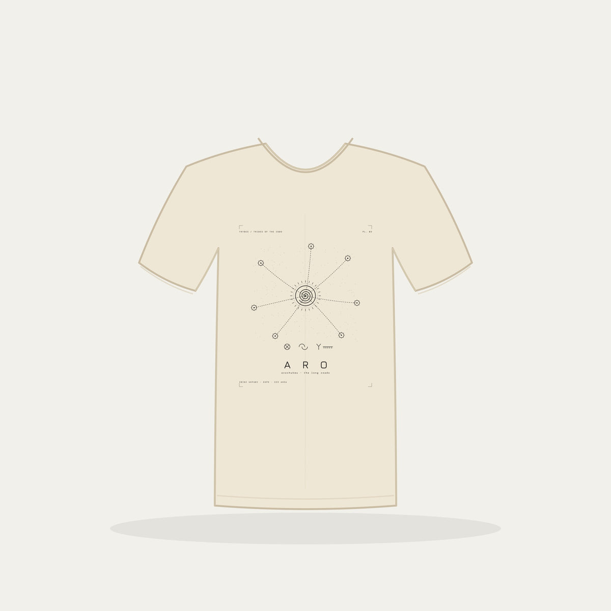 Aro Tee · Plate III · Arochukwu · The Long Roads · Pre-Order (Ships ASAP) — tee mockup | 03-aro-bw-cream-tee.jpg