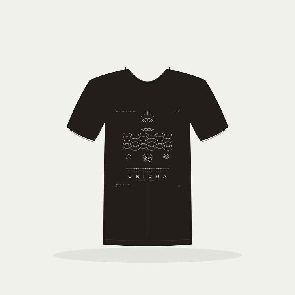 Onicha Tee · Plate IV · Kingdom on the Great River · Pre-Order (Ships ASAP) — tee mockup | 04-onicha-bw-black-tee.jpg
