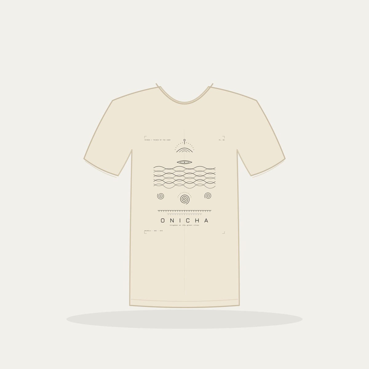 Onicha Tee · Plate IV · Kingdom on the Great River · Pre-Order (Ships ASAP) — tee mockup | 04-onicha-bw-cream-tee.jpg