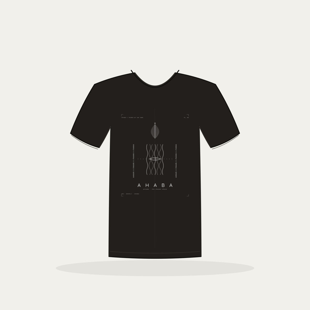 Ahaba Tee · Plate V · Anioma · The Chosen Shore · Pre-Order (Ships ASAP) — tee mockup | 05-ahaba-bw-black-tee.jpg