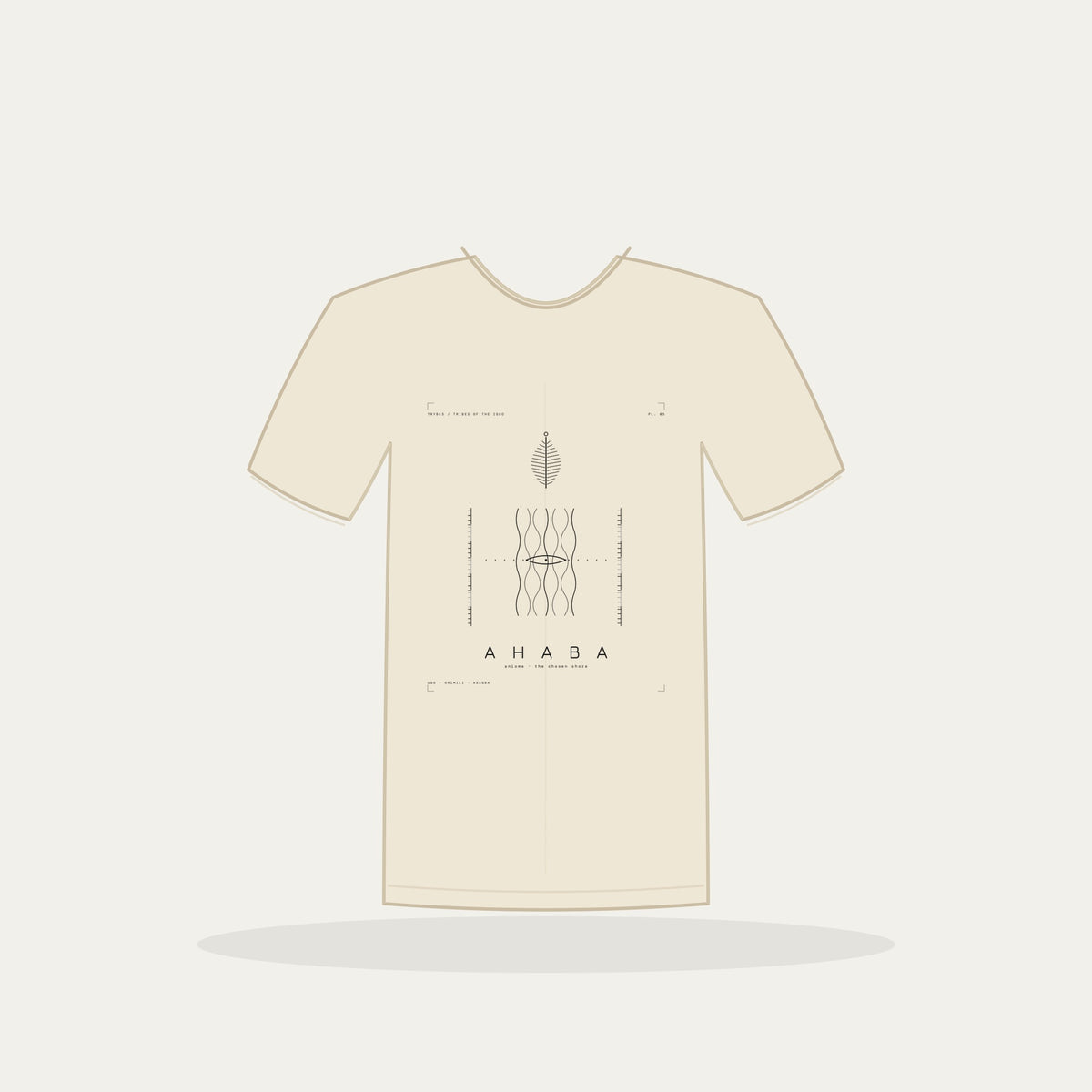 Ahaba Tee · Plate V · Anioma · The Chosen Shore · Pre-Order (Ships ASAP) — tee mockup | 05-ahaba-bw-cream-tee.jpg