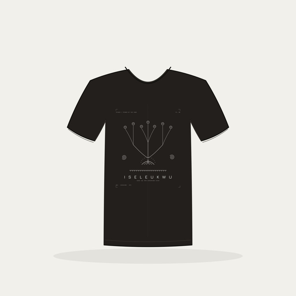 Isele Ukwu Tee · Plate VI · Seat of the Ezechime Line · Pre-Order (Ships ASAP) — tee mockup | 06-isele-ukwu-bw-black-tee.jpg