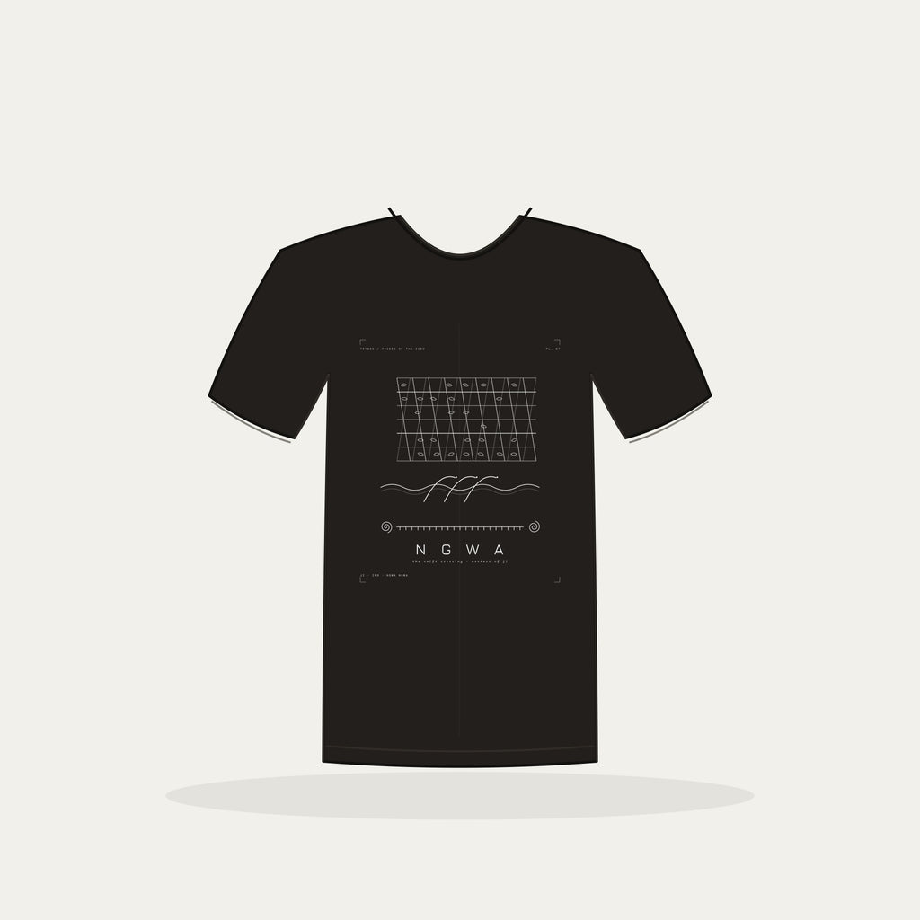 Ngwa Tee · Plate VII · The Swift Crossing · Pre-Order (Ships ASAP) — tee mockup | 07-ngwa-bw-black-tee.jpg