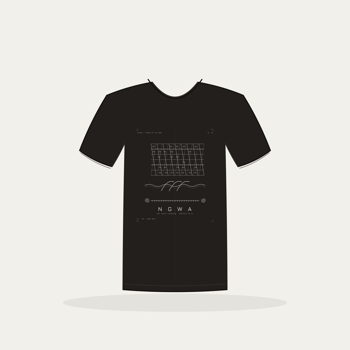 Ngwa Tee · Plate VII · The Swift Crossing · Pre-Order (Ships ASAP) — tee mockup | 07-ngwa-bw-black-tee.jpg