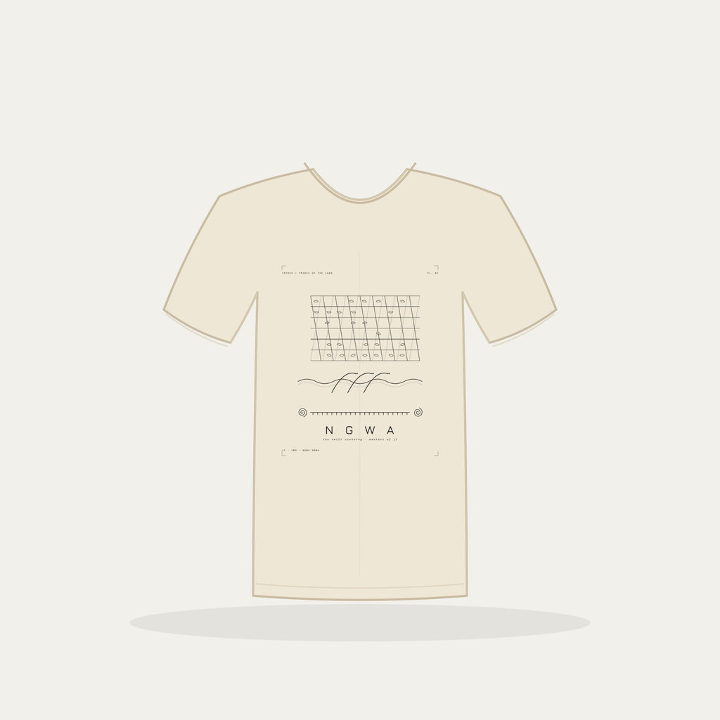 Ngwa Tee · Plate VII · The Swift Crossing · Pre-Order (Ships ASAP) — tee mockup | 07-ngwa-bw-cream-tee.jpg