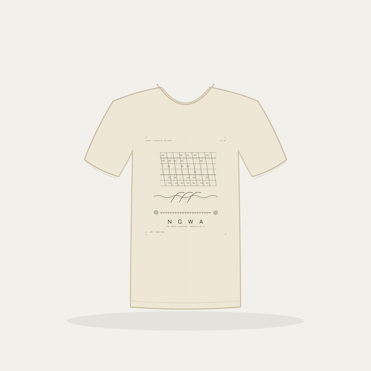 Ngwa Tee · Plate VII · The Swift Crossing · Pre-Order (Ships ASAP) — tee mockup | 07-ngwa-bw-cream-tee.jpg