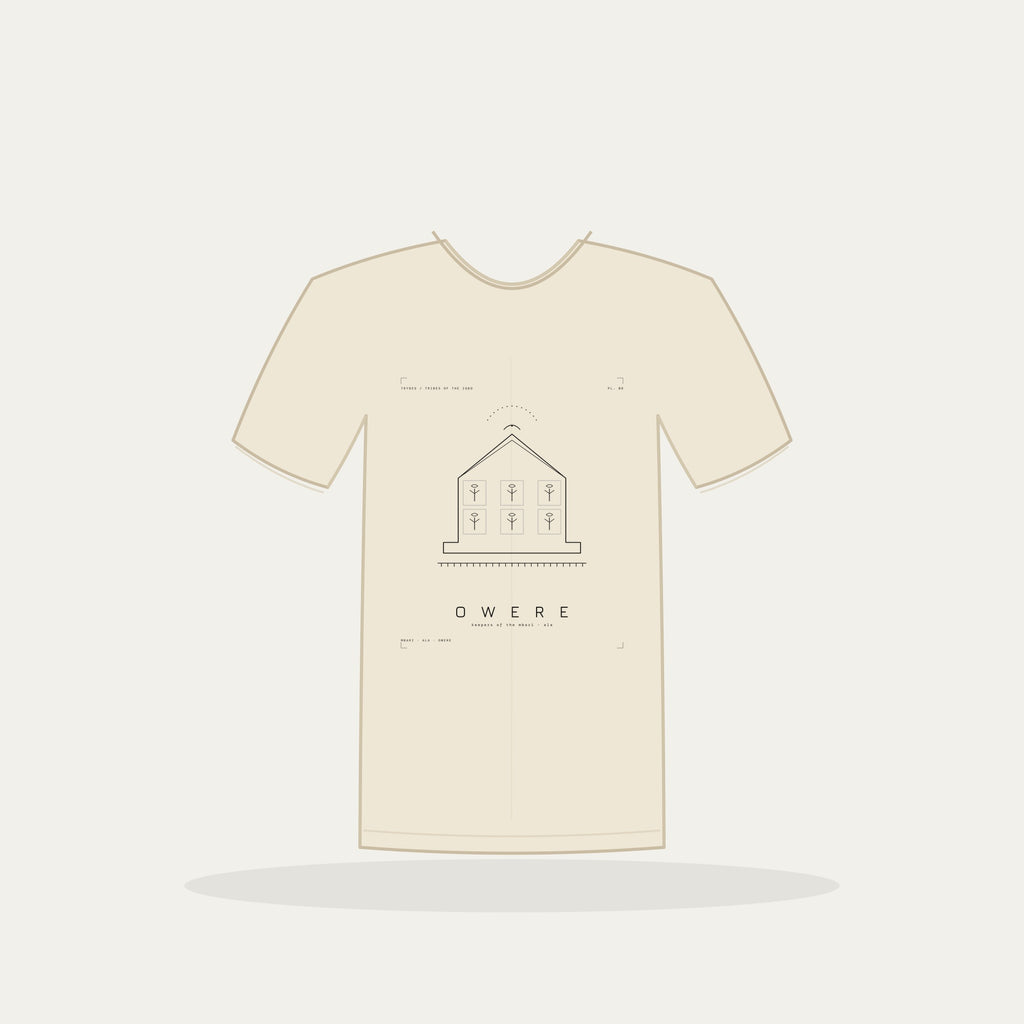 Owere Tee · Plate IX · Keepers of the Mbari · Pre-Order (Ships ASAP) — tee mockup | 09-owere-bw-cream-tee.jpg