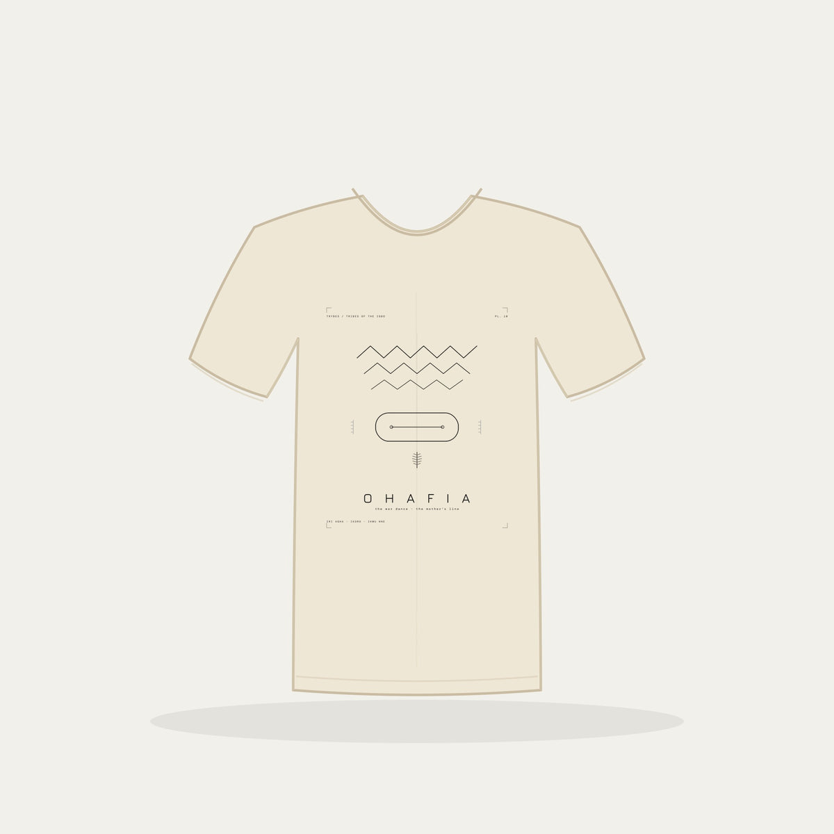 Ohafia Tee · Plate X · The War Dance, The Mother's Line · Pre-Order (Ships ASAP) — tee mockup | 10-ohafia-bw-cream-tee.jpg