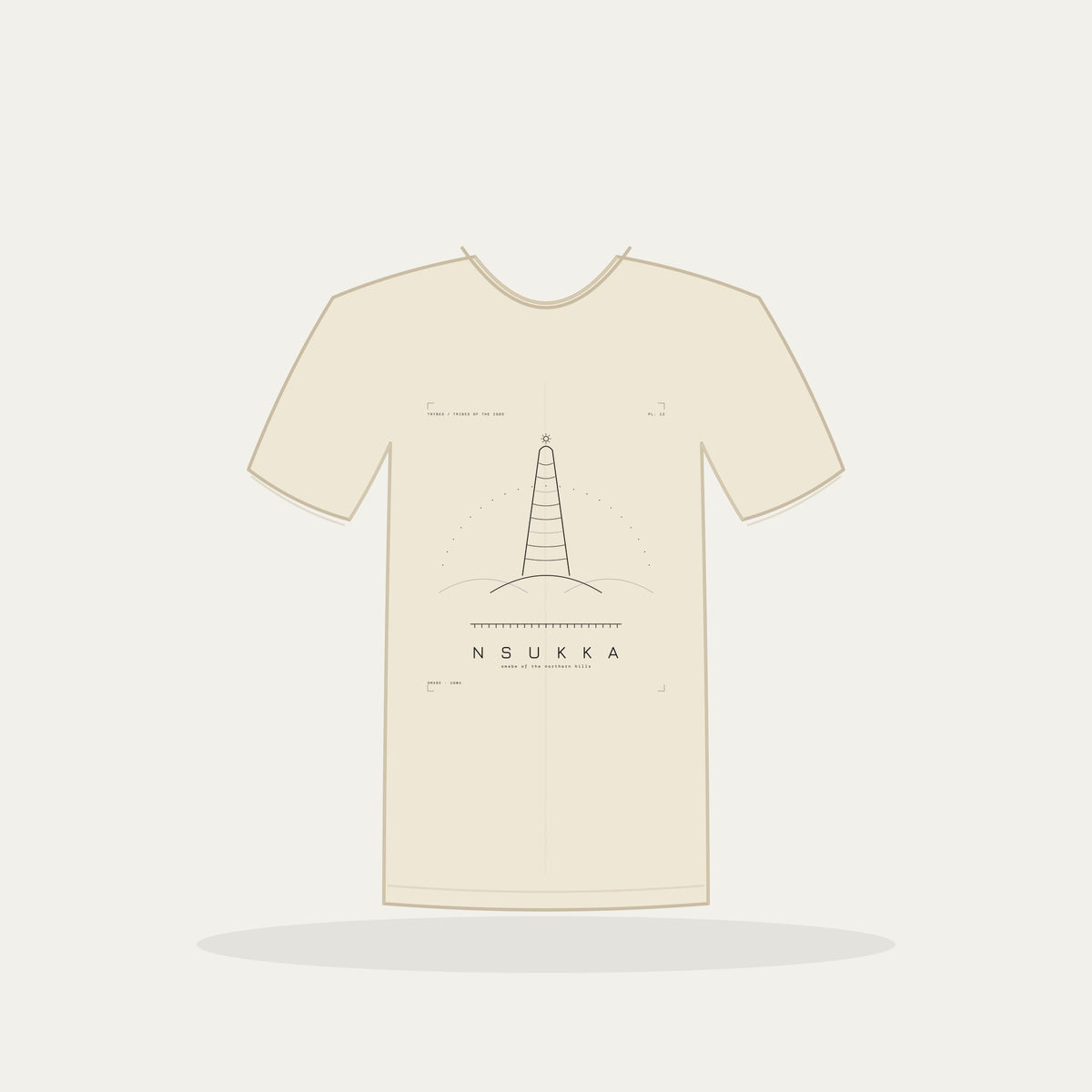 Nsukka Tee · Plate XII · Omabe of the Northern Hills · Pre-Order (Ships ASAP) — tee mockup | 12-nsukka-bw-cream-tee.jpg