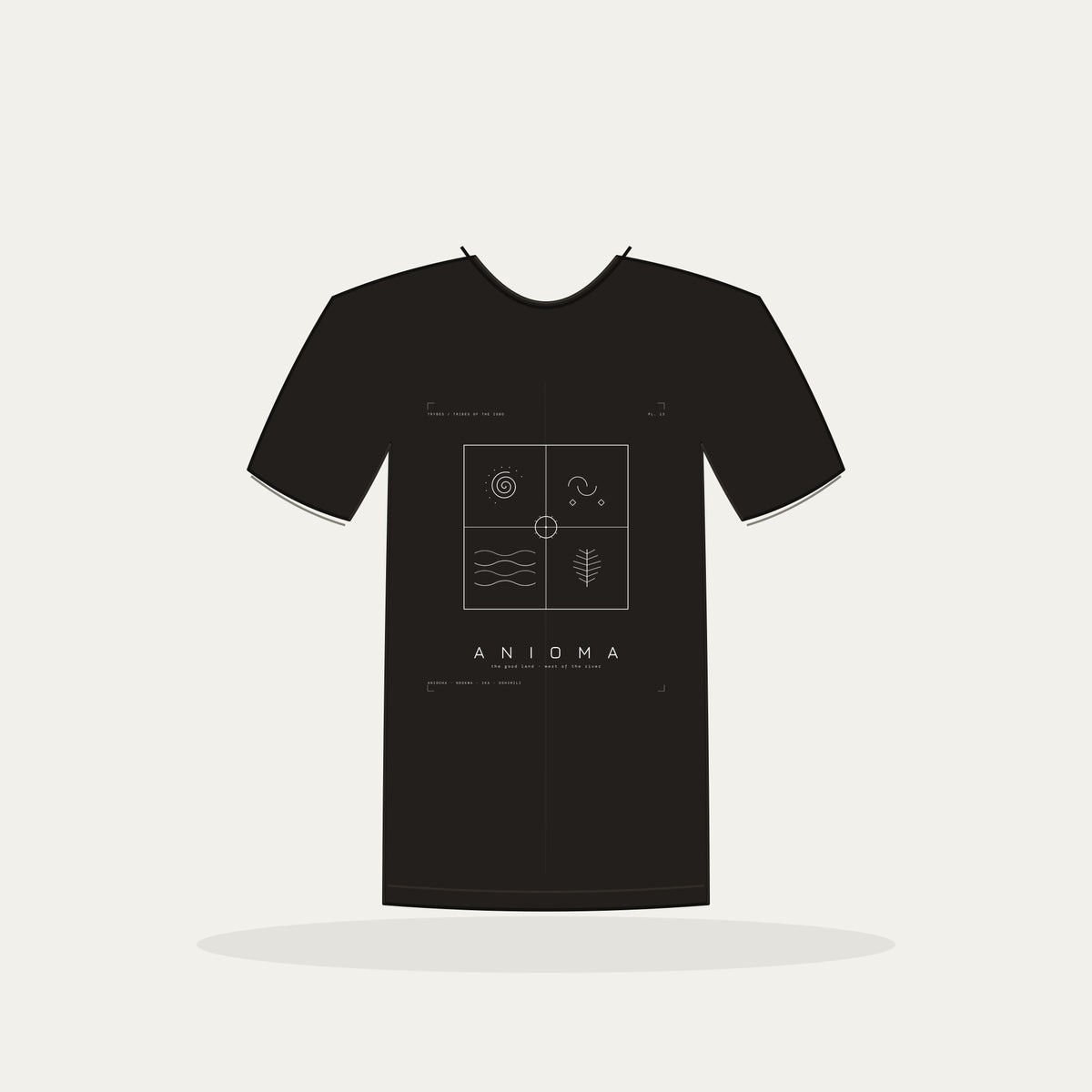 Anioma Tee · Plate XIII · The Good Land, West of the River · Pre-Order (Ships ASAP) — tee mockup | 13-anioma-bw-black-tee.jpg
