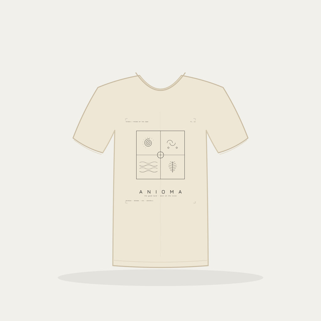 Anioma Tee · Plate XIII · The Good Land, West of the River · Pre-Order (Ships ASAP) — tee mockup | 13-anioma-bw-cream-tee.jpg