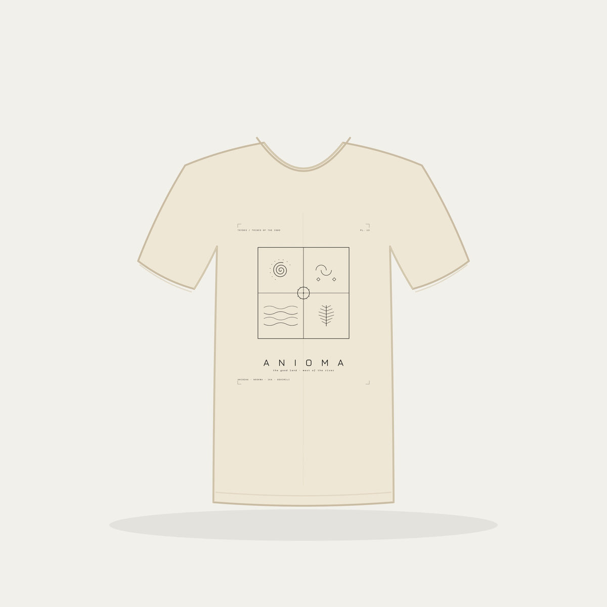 Anioma Tee · Plate XIII · The Good Land, West of the River · Pre-Order (Ships ASAP) — tee mockup | 13-anioma-bw-cream-tee.jpg