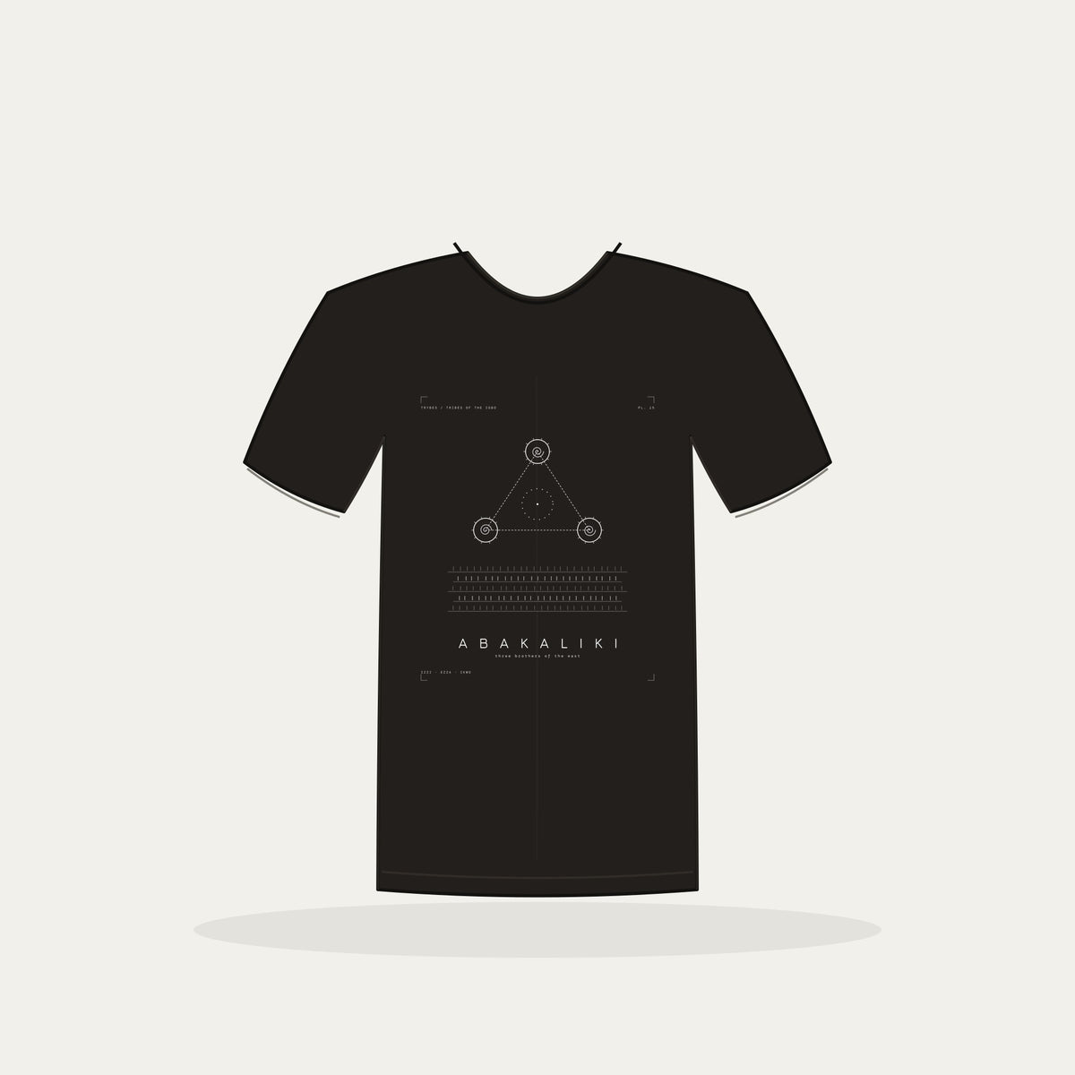 Abakaliki Tee · Plate XV · Three Brothers of the East · Pre-Order (Ships ASAP) — tee mockup | 15-abakaliki-bw-black-tee.jpg