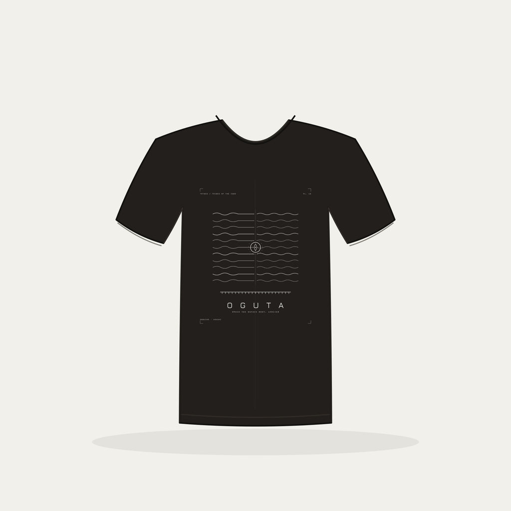 Oguta Tee · Plate XVI · Where Two Waters Meet · Pre-Order (Ships ASAP) — tee mockup | 16-oguta-bw-black-tee.jpg