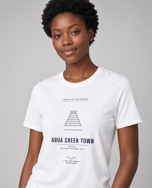 Abua Creek Town Tee · Plate XXIX · Clan at the Jetty · Pre-Order (Ships ASAP) on-model White variant