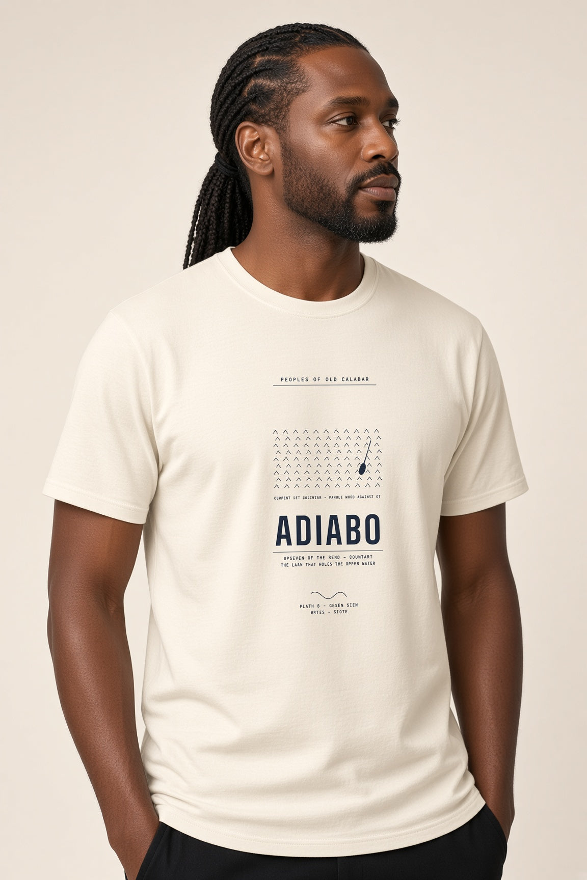 Adiabo Tee · Plate V · Efik Clan on the Calabar River · Pre-Order (Ships ASAP) on-model