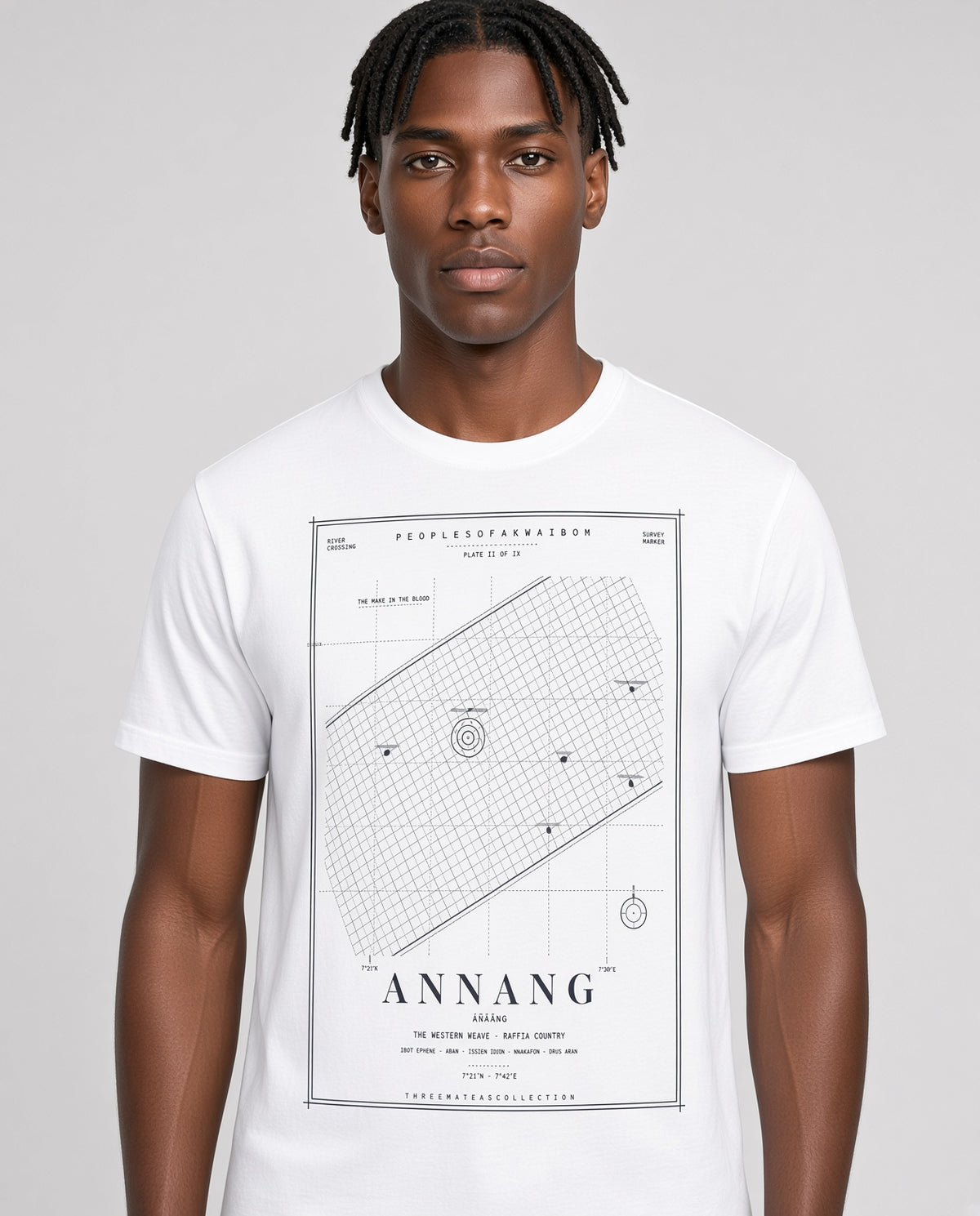 Annang Tee · Plate II · The Western Weave · Pre-Order (Ships ASAP) on-model White variant