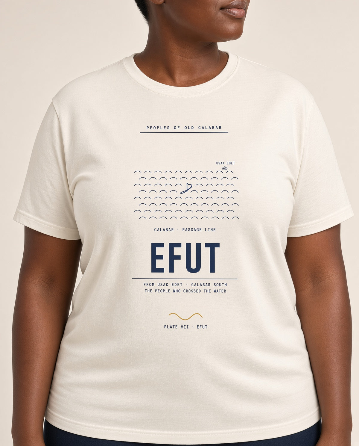 Efut Tee · Plate VII · The People Who Crossed from Usak Edet · Pre-Order (Ships ASAP) on-model