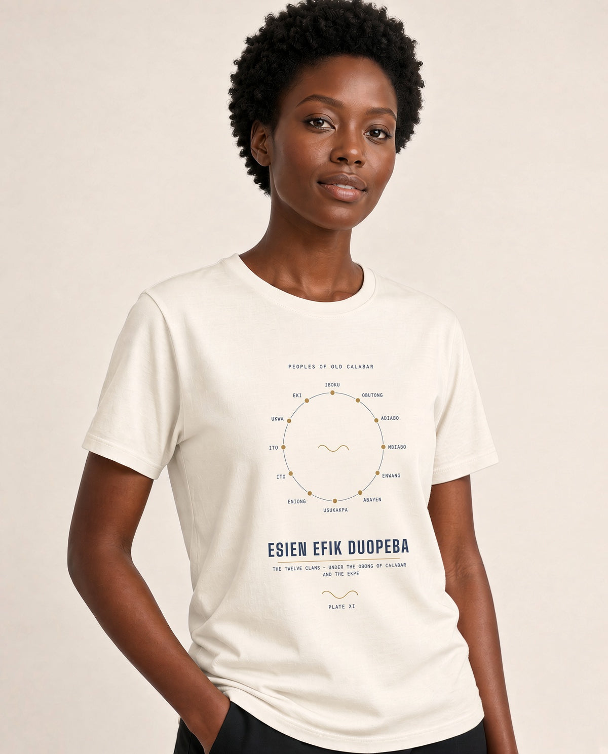 Esien Efik Duopeba Tee · Plate XI · The Twelve Efik Clans · Pre-Order (Ships ASAP) on-model