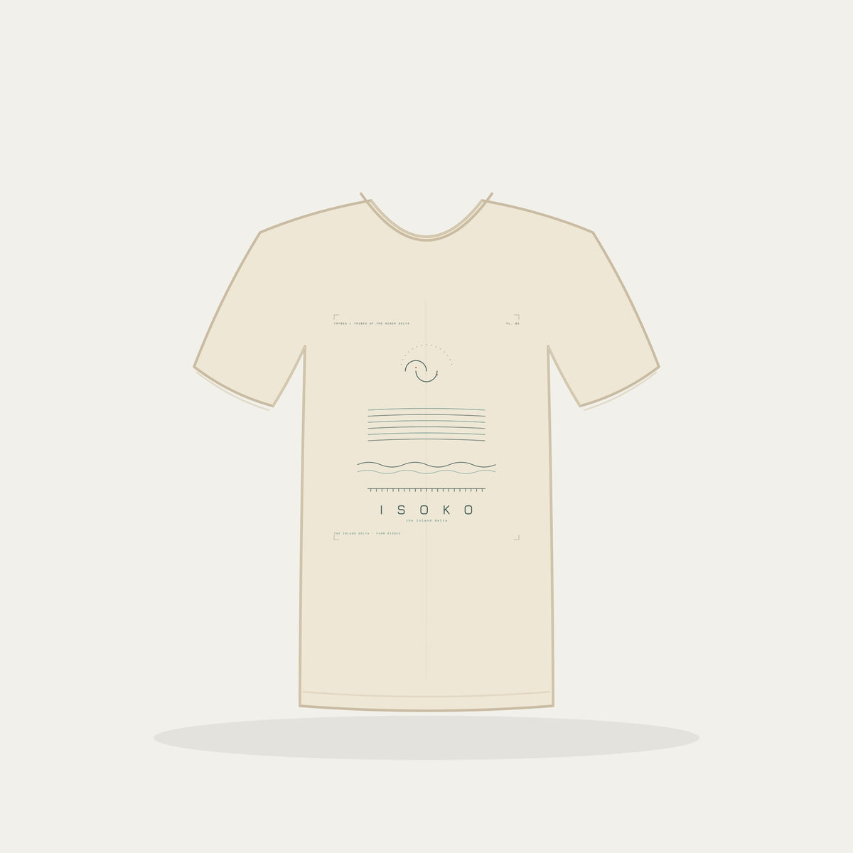 Isoko Tee · Plate II · The Inland Delta · Pre-Order (Ships ASAP) — tee mockup | nd02-isoko-cream-front.jpg