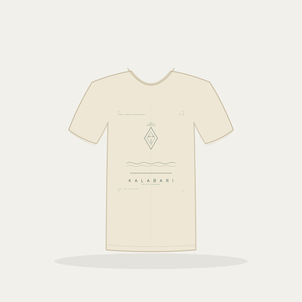 Kalabari Tee · Plate VII · The Ekine Masquerade · Pre-Order (Ships ASAP) — tee mockup | nd07-kalabari-cream-front.jpg