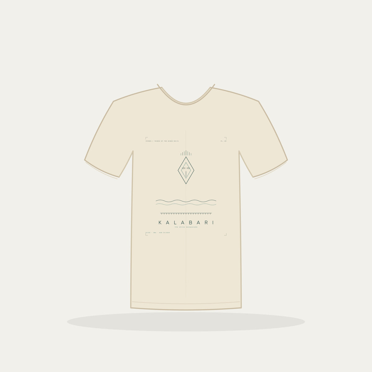 Kalabari Tee · Plate VII · The Ekine Masquerade · Pre-Order (Ships ASAP) — tee mockup | nd07-kalabari-cream-front.jpg