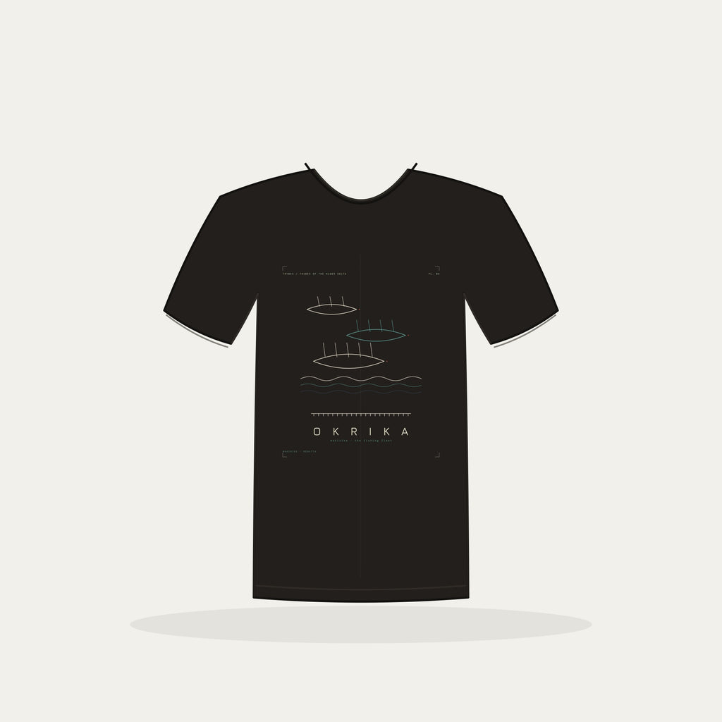 Okrika Tee · Plate VIII · Wakirike · The Fishing Fleet · Pre-Order (Ships ASAP) — tee mockup | nd08-okrika-black-front.jpg