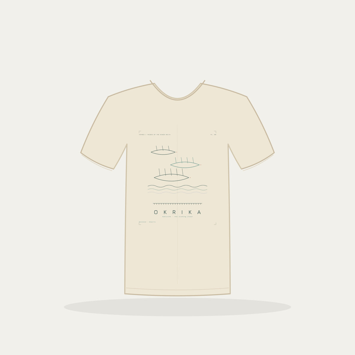Okrika Tee · Plate VIII · Wakirike · The Fishing Fleet · Pre-Order (Ships ASAP) — tee mockup | nd08-okrika-cream-front.jpg