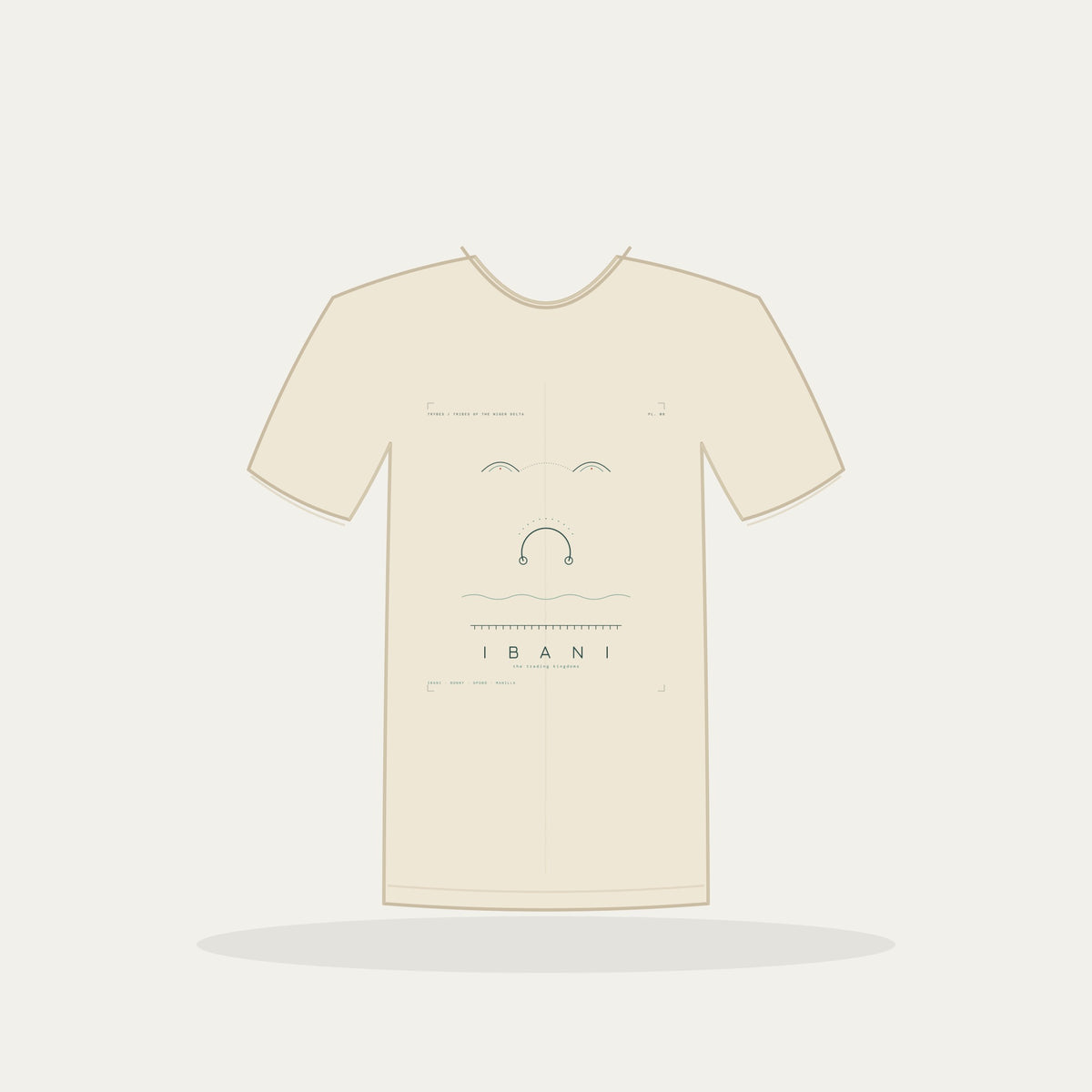 Ibani Tee · Plate IX · The Trading Kingdoms · Pre-Order (Ships ASAP) — tee mockup | nd09-ibani-cream-front.jpg