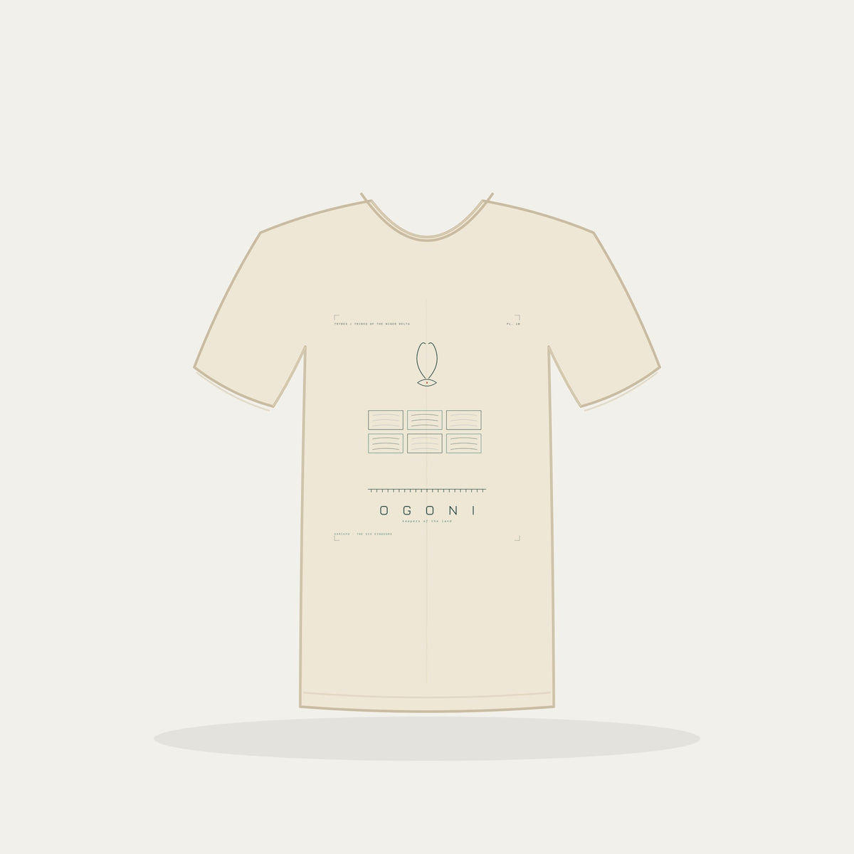 Ogoni Tee · Plate X · Keepers of the Land · Pre-Order (Ships ASAP) — tee mockup | nd10-ogoni-cream-front.jpg