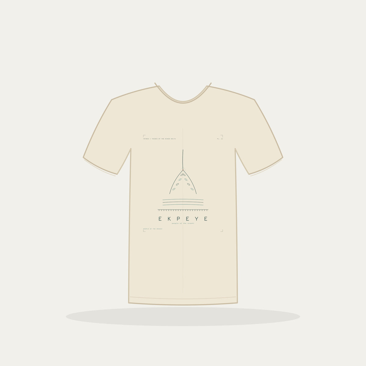 Ekpeye Tee · Plate XI · People of the Orashi · Pre-Order (Ships ASAP) — tee mockup | nd11-ekpeye-cream-front.jpg