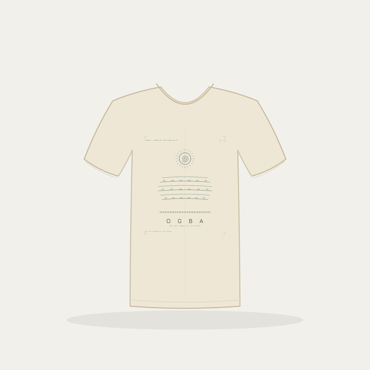 Ogba Tee · Plate XII · The Yam Ridges of the Orashi · Pre-Order (Ships ASAP) — tee mockup | nd12-ogba-cream-front.jpg