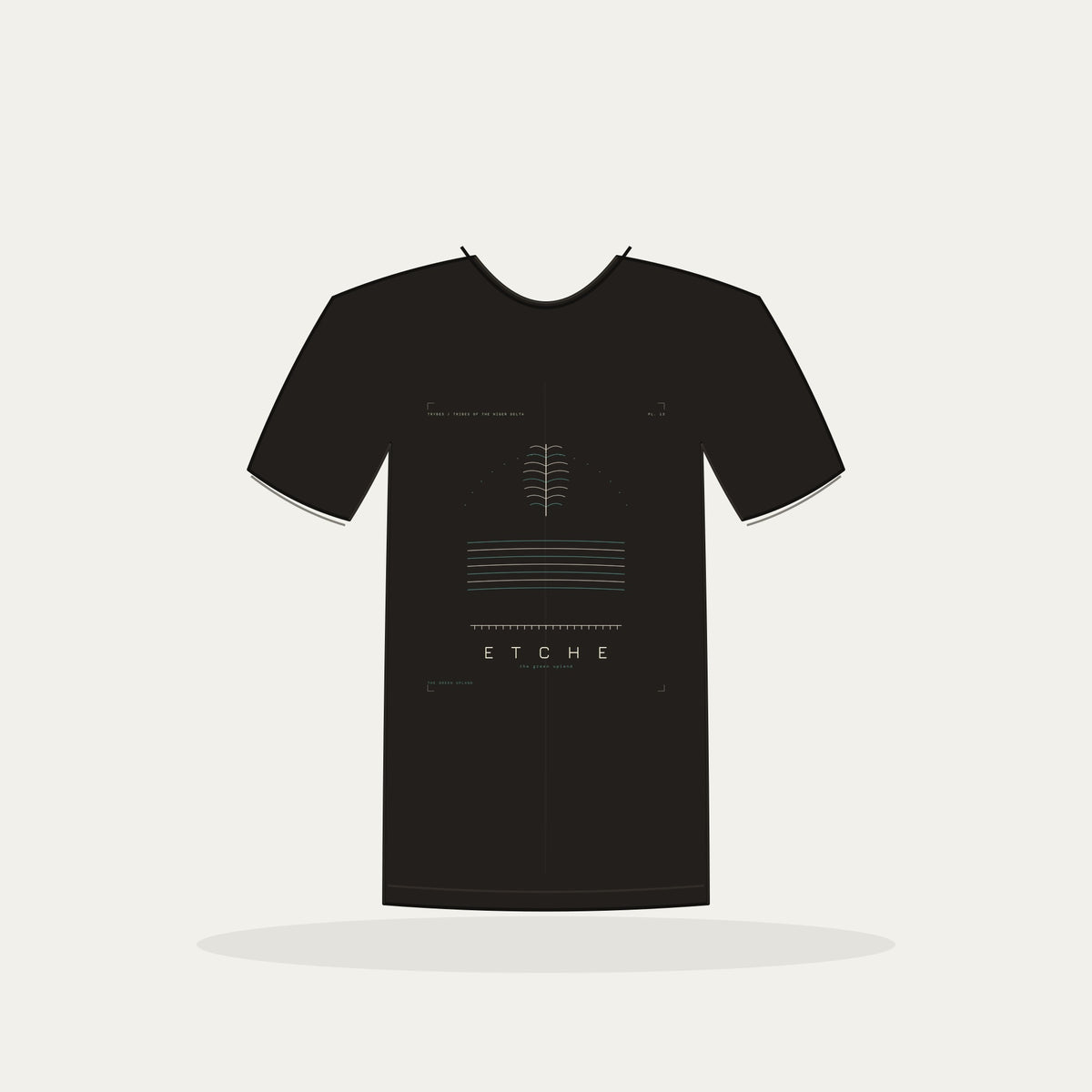 Etche Tee · Plate XIII · The Green Upland · Pre-Order (Ships ASAP) — tee mockup | nd13-etche-black-front.jpg