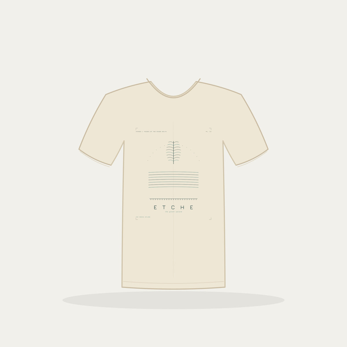 Etche Tee · Plate XIII · The Green Upland · Pre-Order (Ships ASAP) — tee mockup | nd13-etche-cream-front.jpg