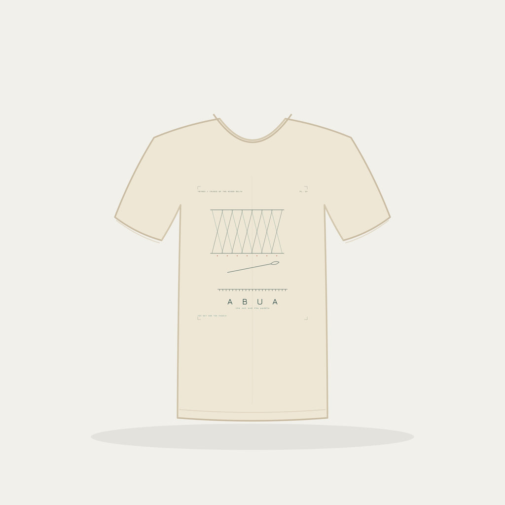 Abua Tee · Plate XIV · The Net and the Paddle · Pre-Order (Ships ASAP) — tee mockup | nd14-abua-cream-front.jpg
