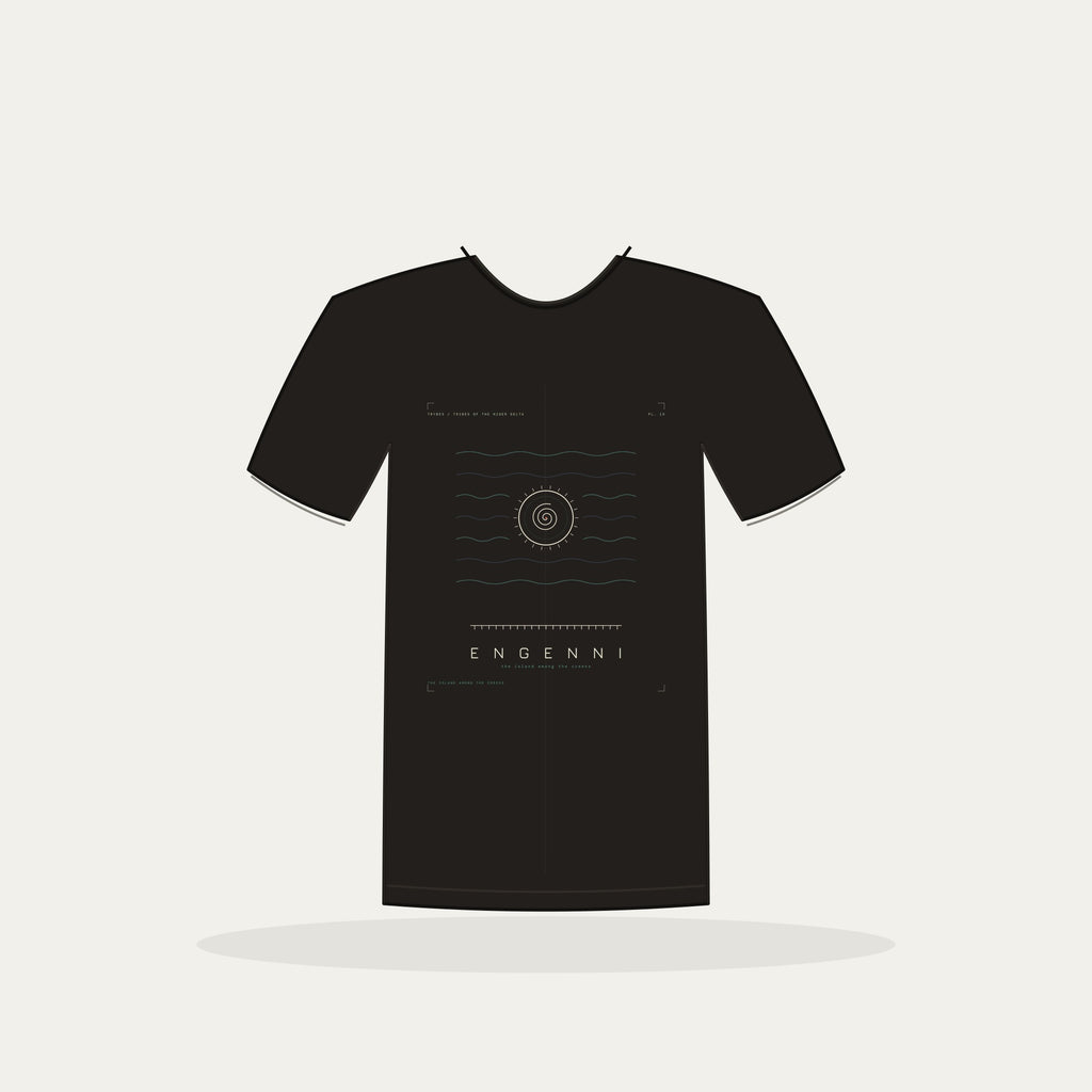 Engenni Tee · Plate XV · The Island Among the Creeks · Pre-Order (Ships ASAP) — tee mockup | nd15-engenni-black-front.jpg