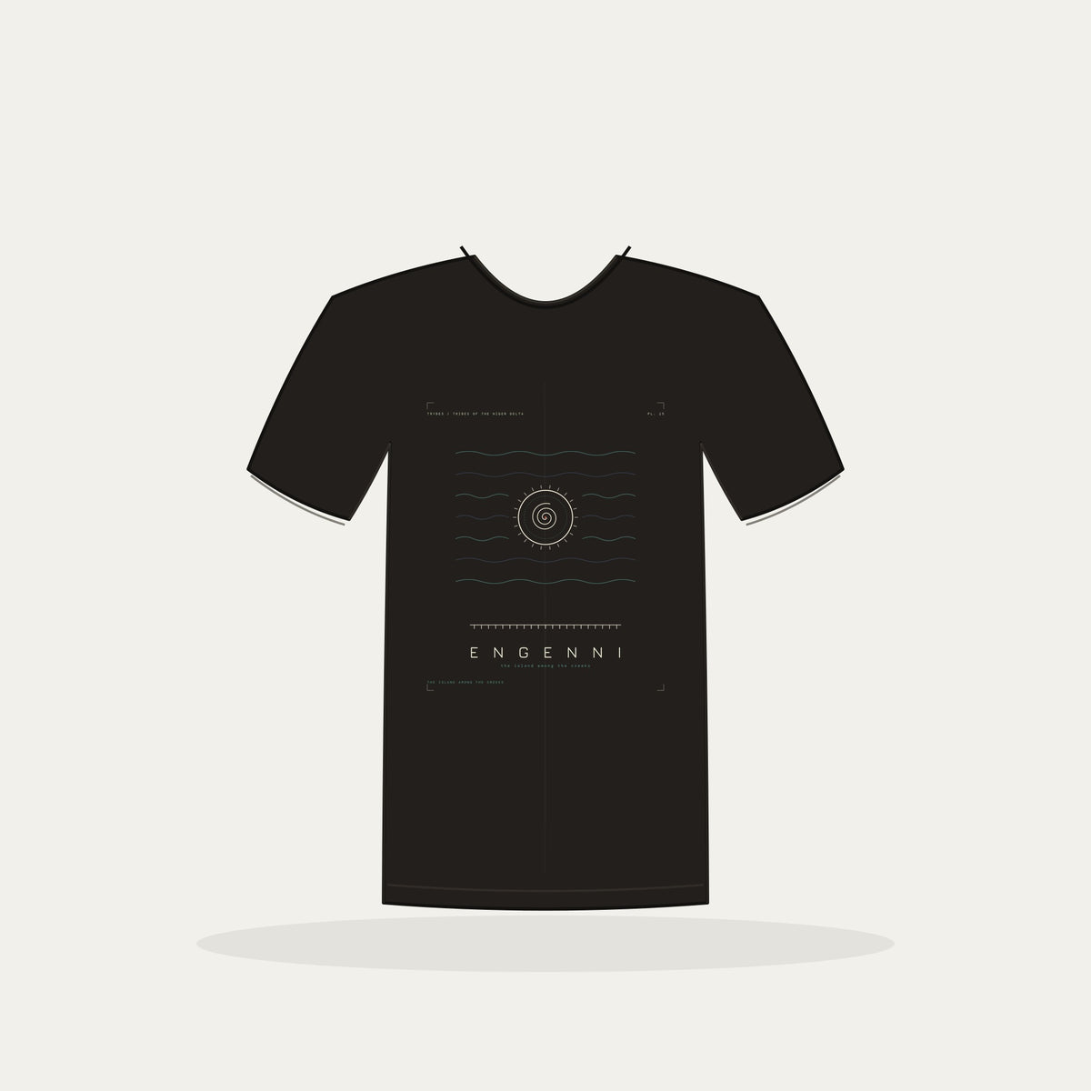 Engenni Tee · Plate XV · The Island Among the Creeks · Pre-Order (Ships ASAP) — tee mockup | nd15-engenni-black-front.jpg