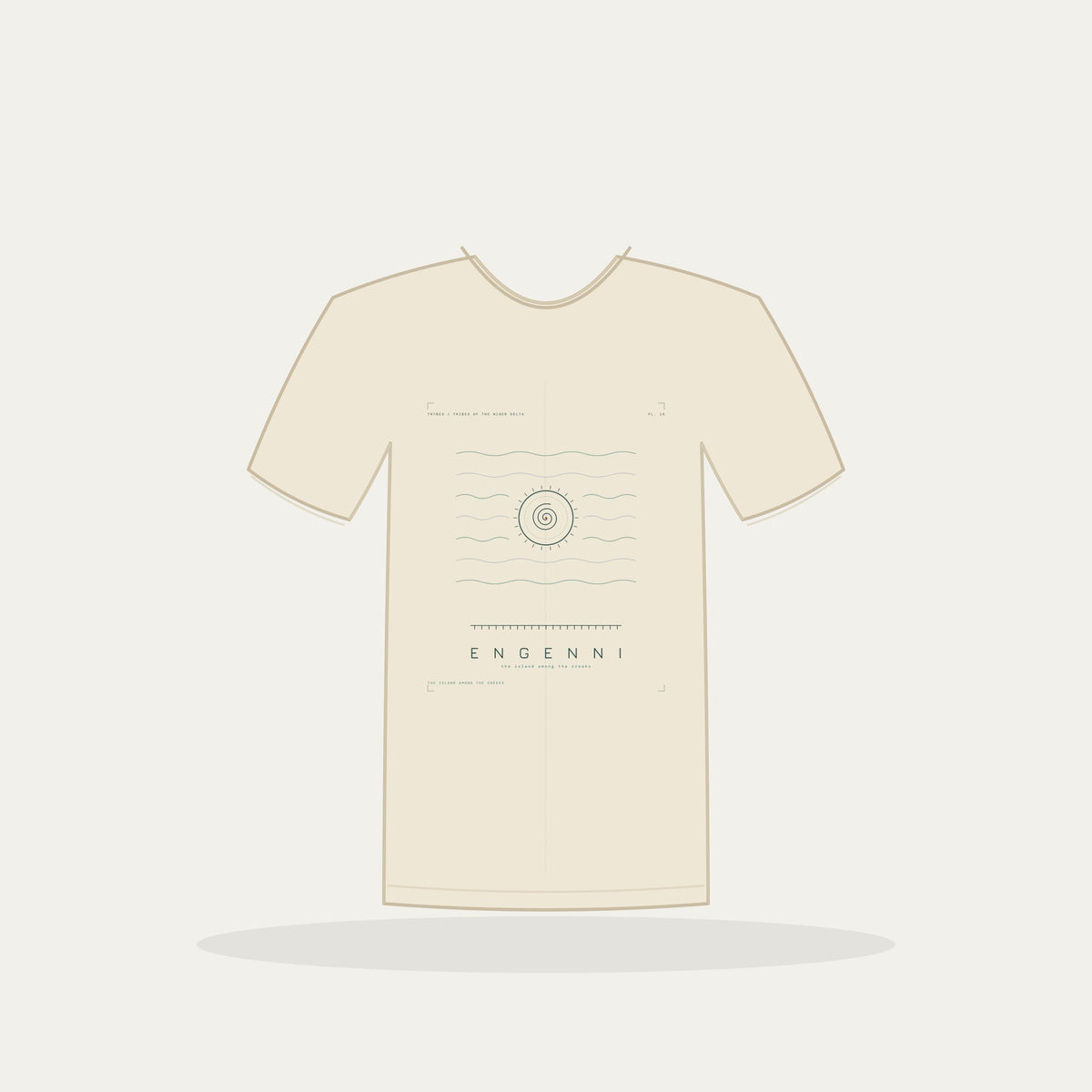Engenni Tee · Plate XV · The Island Among the Creeks · Pre-Order (Ships ASAP) — tee mockup | nd15-engenni-cream-front.jpg