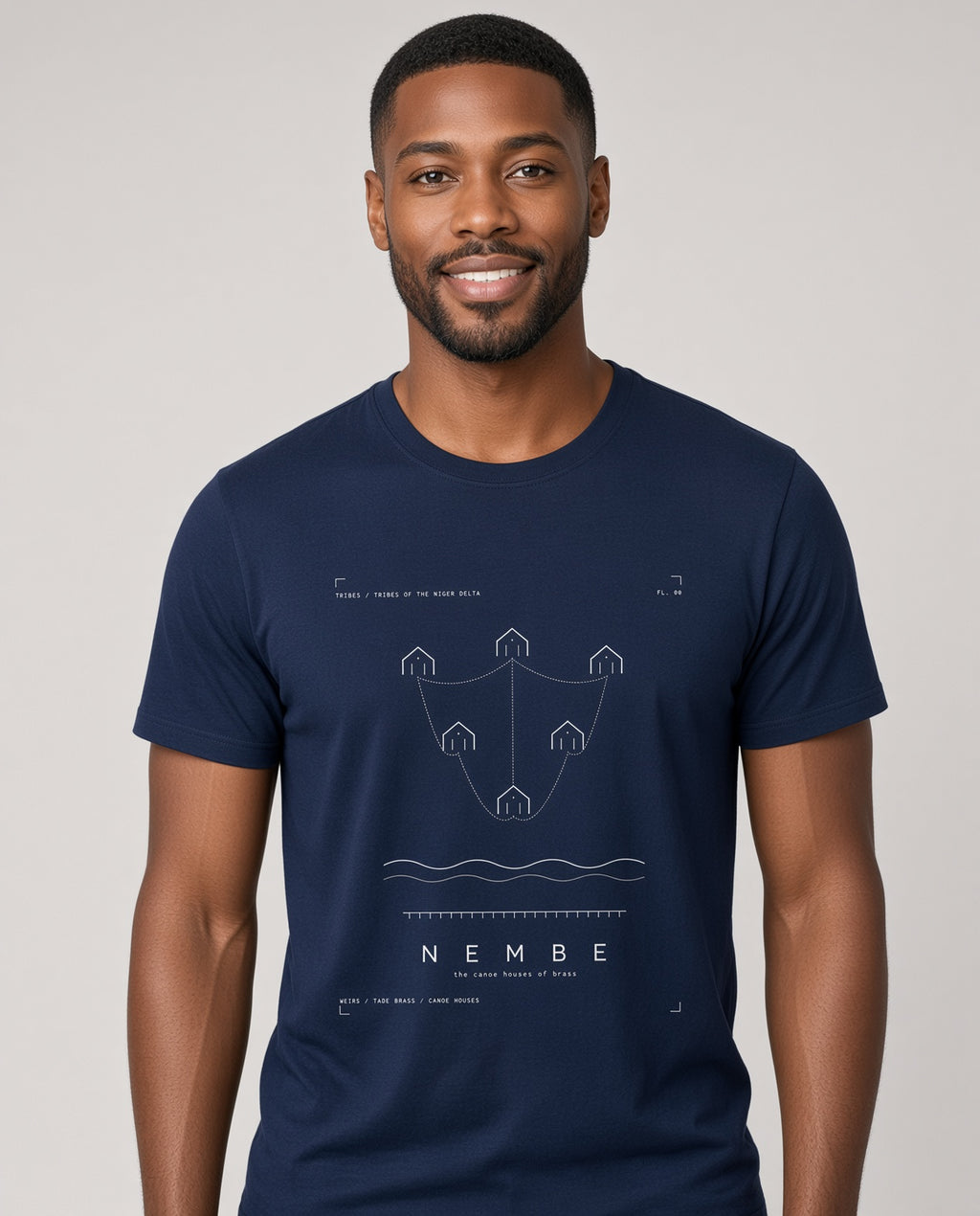 Nembe Tee · Plate V · The Canoe Houses of Brass · Pre-Order (Ships ASAP) on-model locked