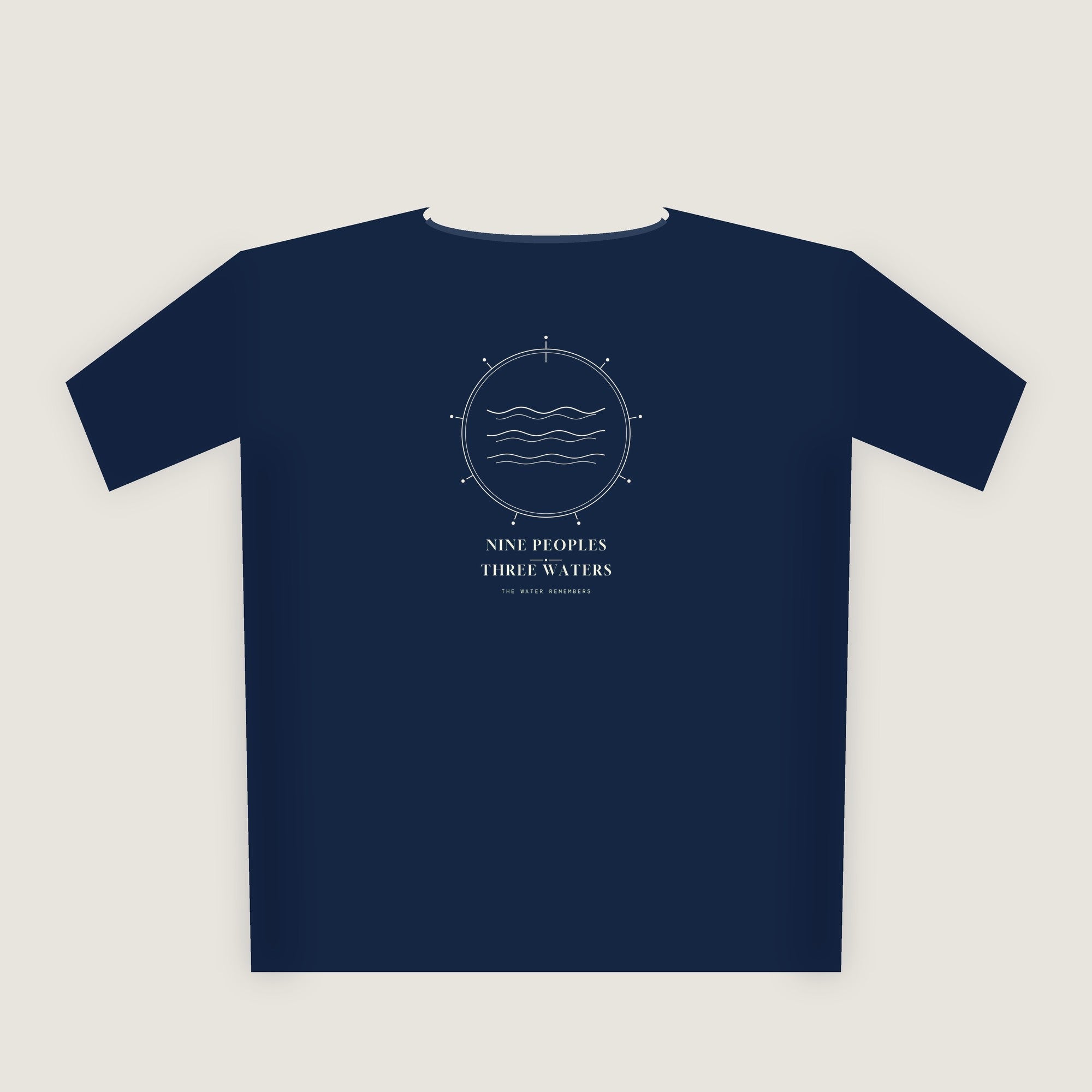 Nine Peoples · Three Waters back print — navy
