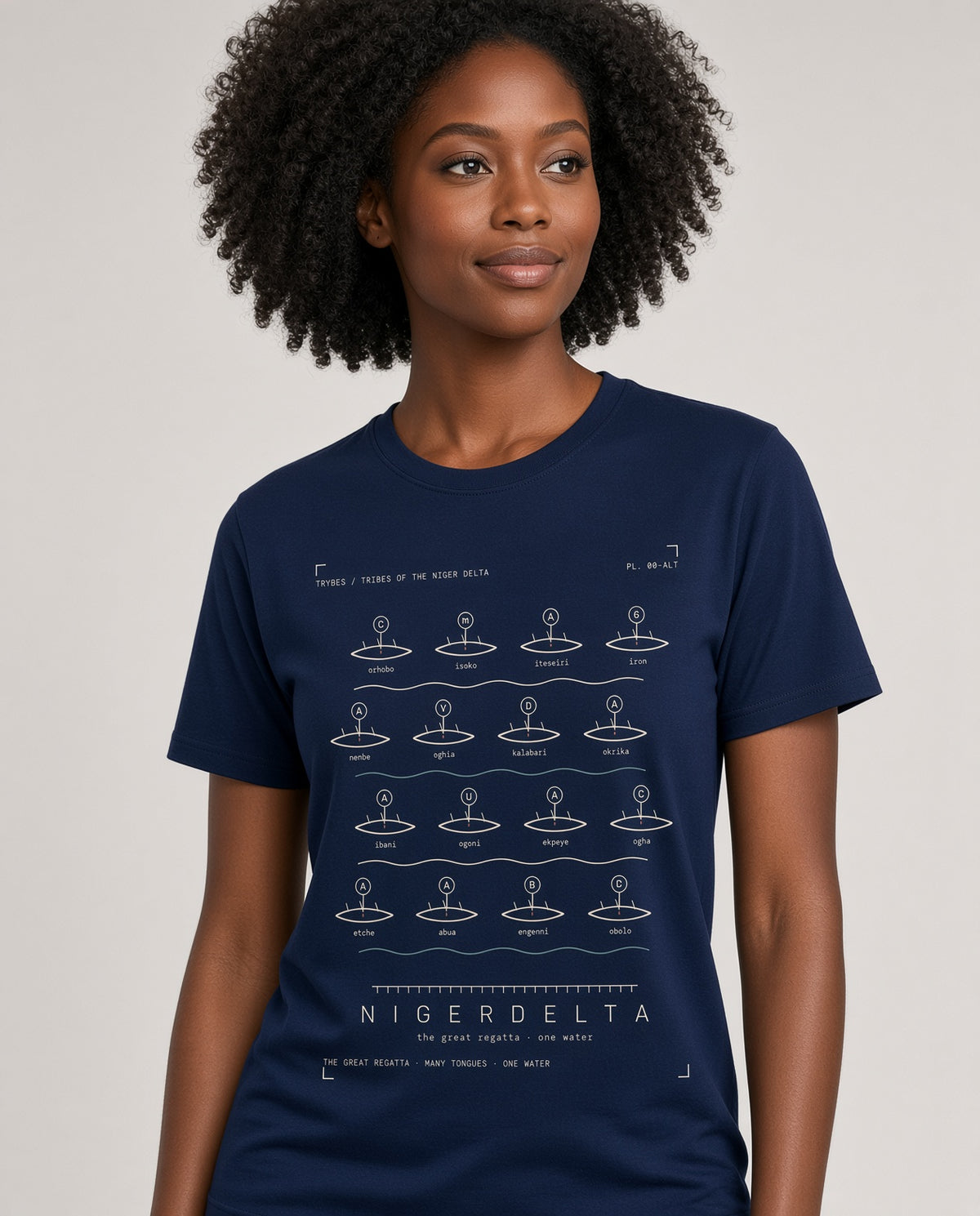 Obolo Tee · Plate IX · The Mangrove Nation · Pre-Order (Ships ASAP) on-model Navy variant
