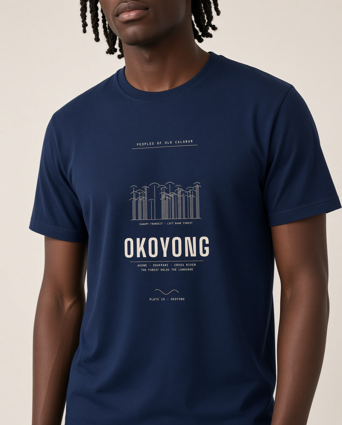Okoyong Tee · Plate IX · The Forest Holds the Language · Pre-Order (Ships ASAP) on-model