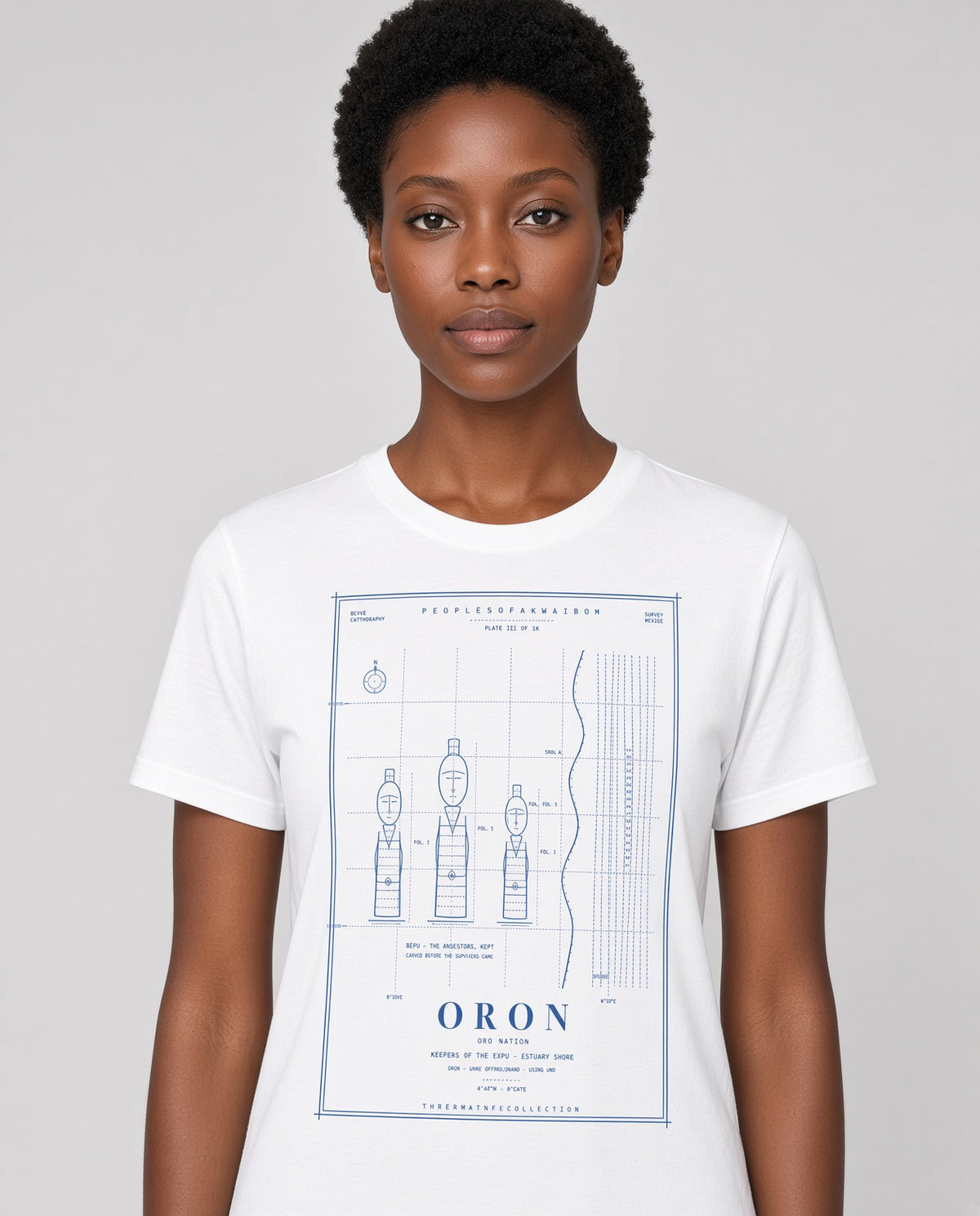 Oron Tee · Plate III · Keepers of the Ekpu · Pre-Order (Ships ASAP) on-model White variant