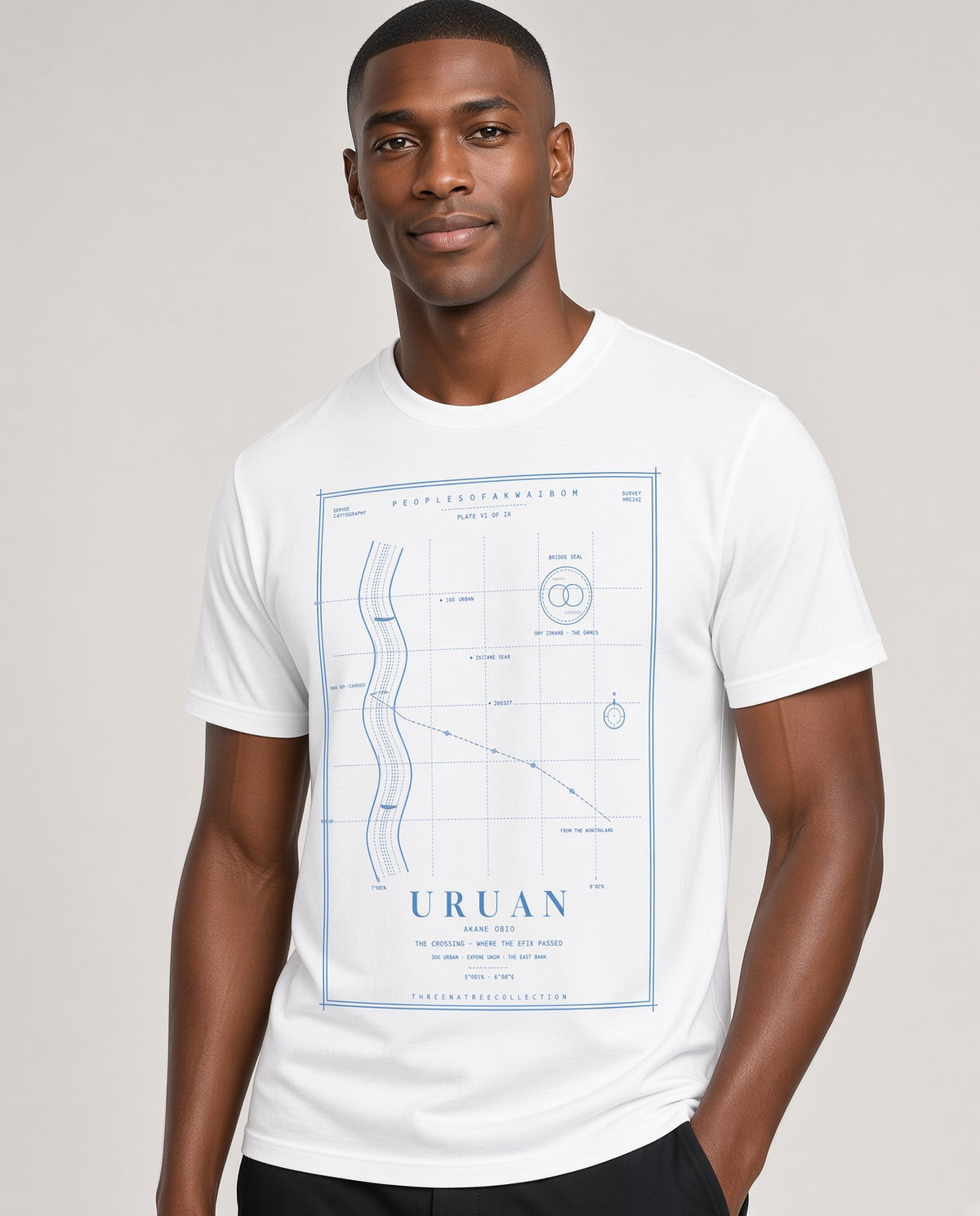 Uruan Tee · Plate VI · The Crossing · Pre-Order (Ships ASAP) on-model White variant