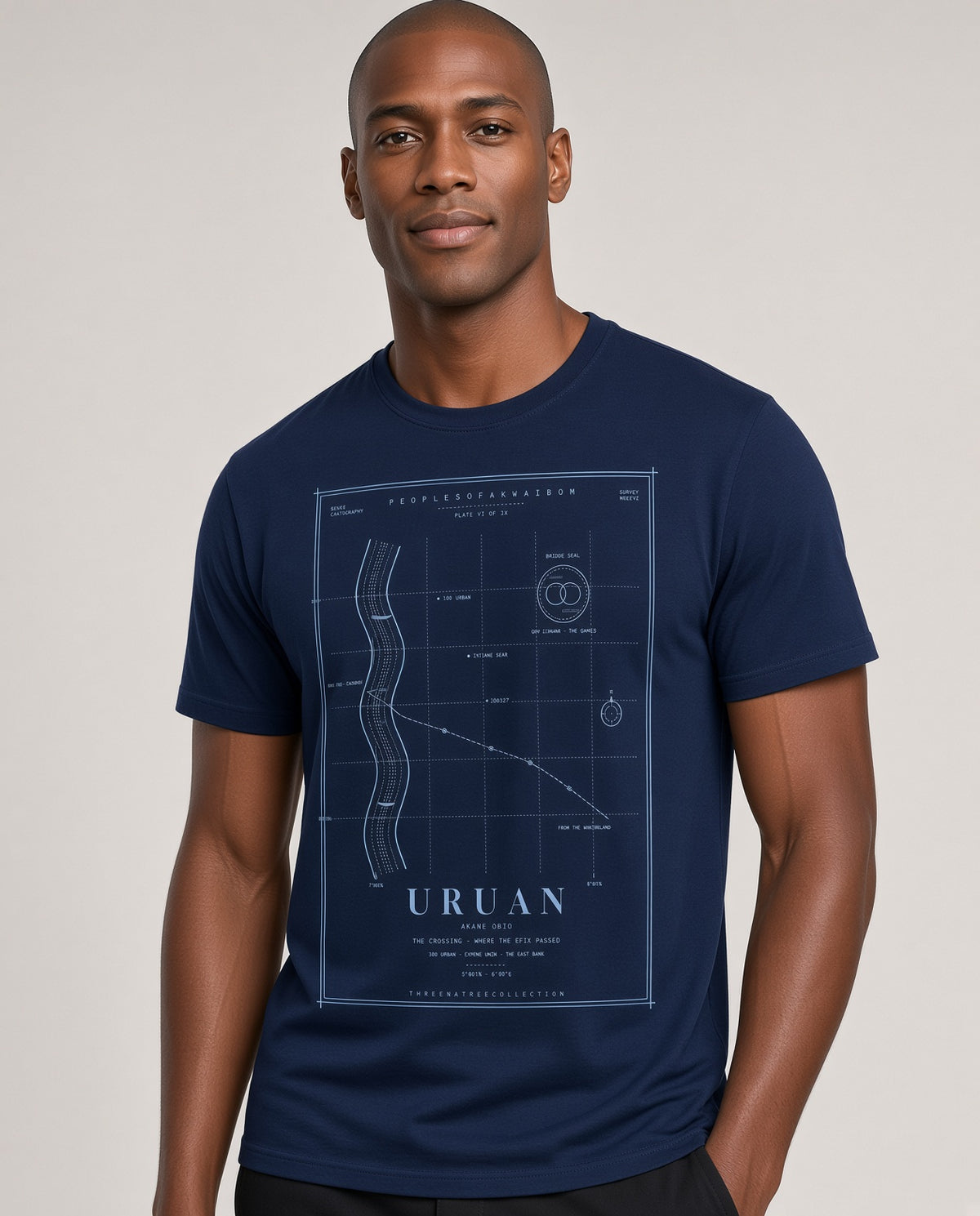 Uruan Tee · Plate VIII · The Waterside People of the Estuary · Pre-Order (Ships ASAP) on-model Navy variant